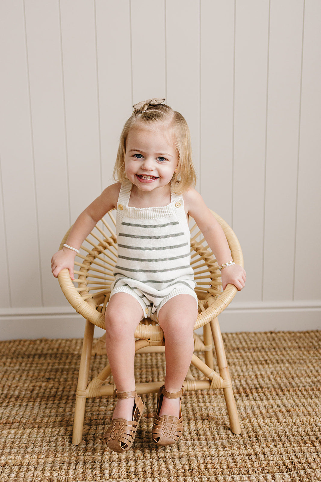 Sage Stripe Knit Bubble Tank Romper