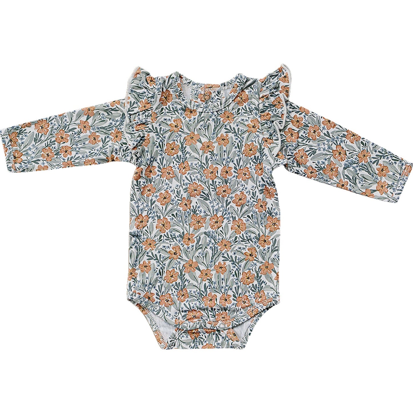 Dainty Meadow Ruffle Sleeve Bamboo Bodysuit Floral Romper