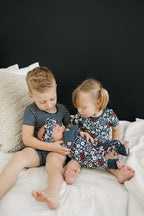 Americana Floral Ribbed Bamboo Zipper Romper