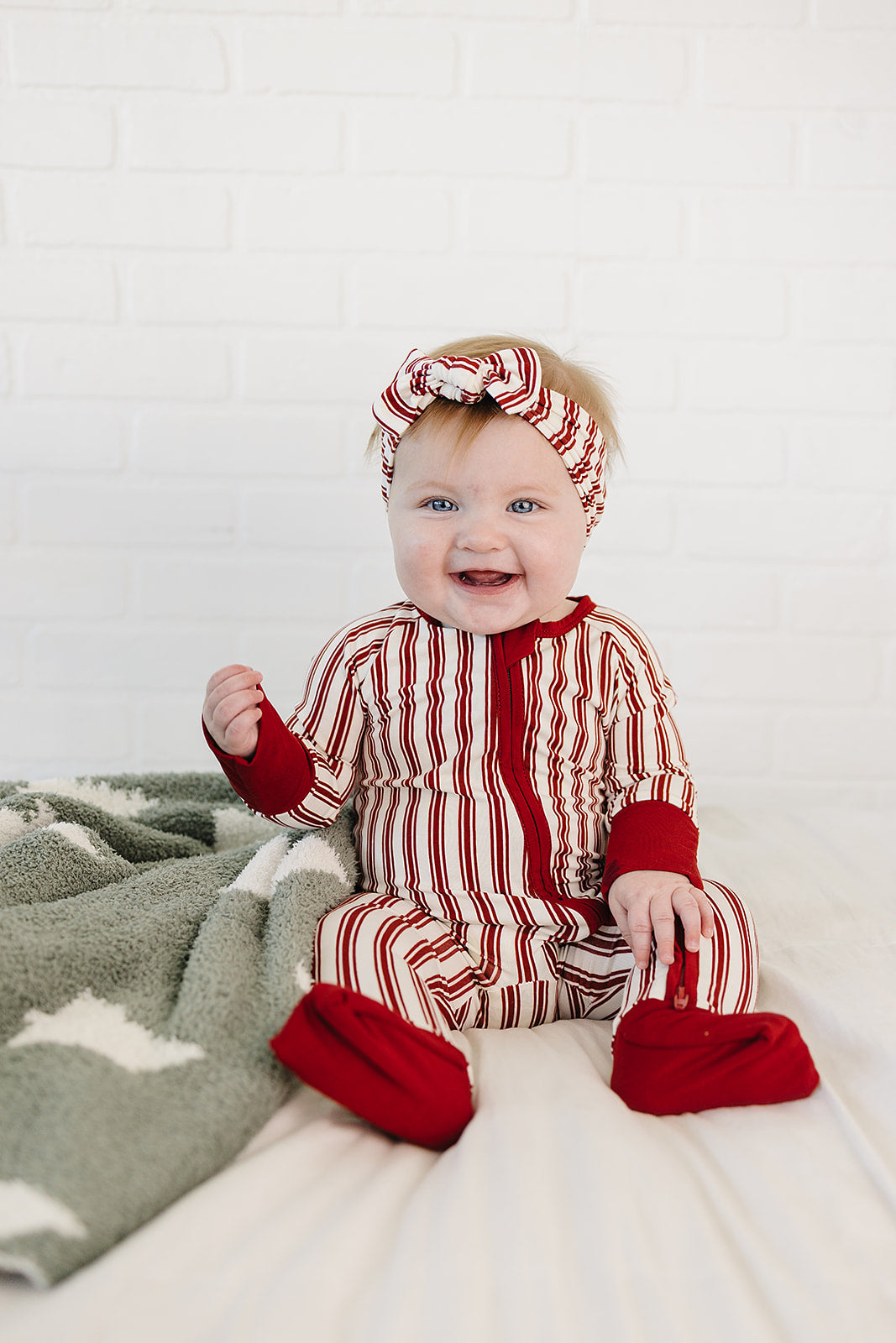 Red Stripes Bamboo Zipper
