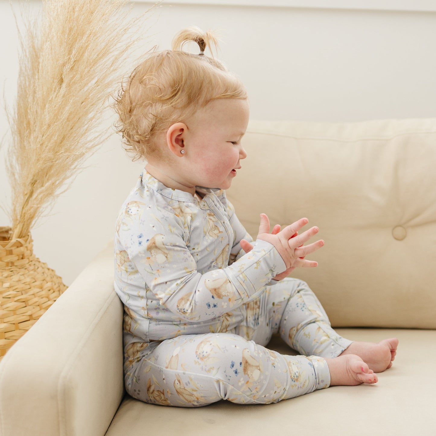 Bunny Blossoms Floral Bamboo Zippy Pajamas