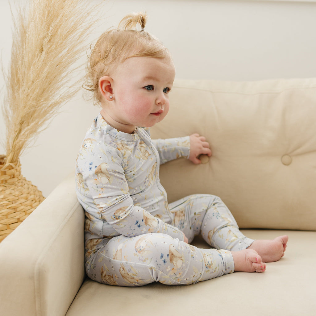 Bunny Blossoms Floral Bamboo Zippy Pajamas