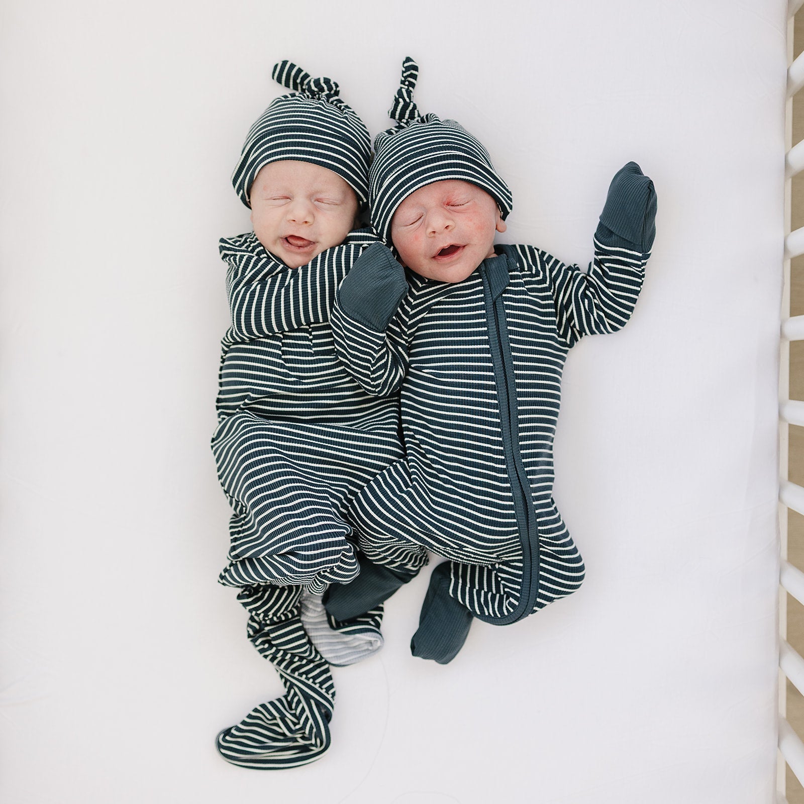 Navy Stripes Ribbed Bamboo Zipper Romper