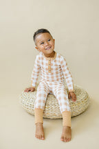Golden Gingham 2pc Henley Bamboo Pajamas Set