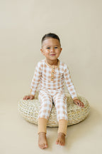 Golden Gingham 2pc Henley Bamboo Pajamas Set
