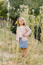 Pink Pointelle Button Down Cardigan Top