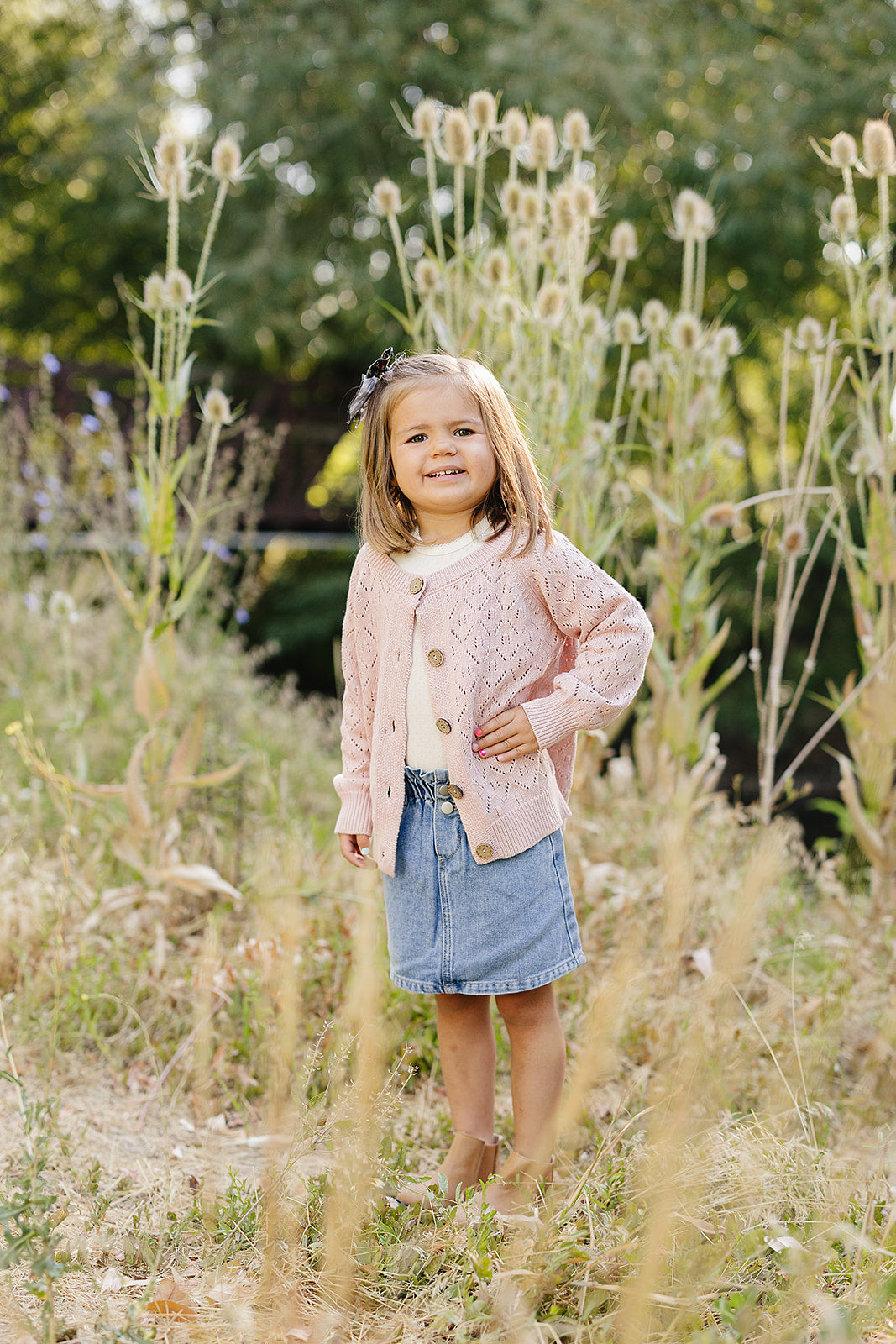 Pink Pointelle Button Down Cardigan Top