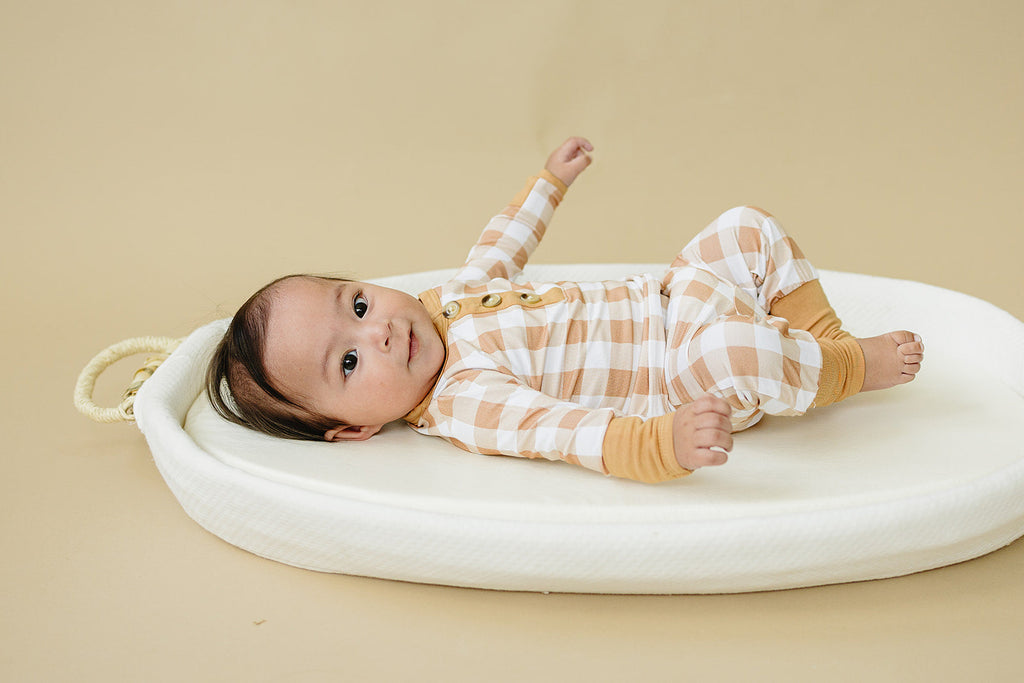 Golden Gingham 2pc Henley Bamboo Pajamas Set