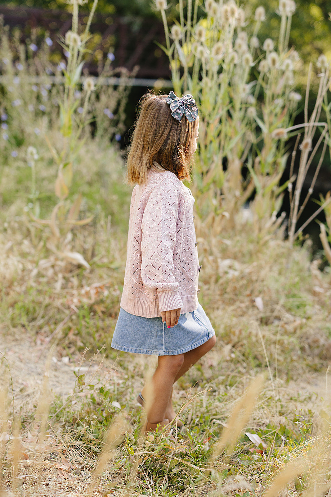 Pink Pointelle Button Down Cardigan Top