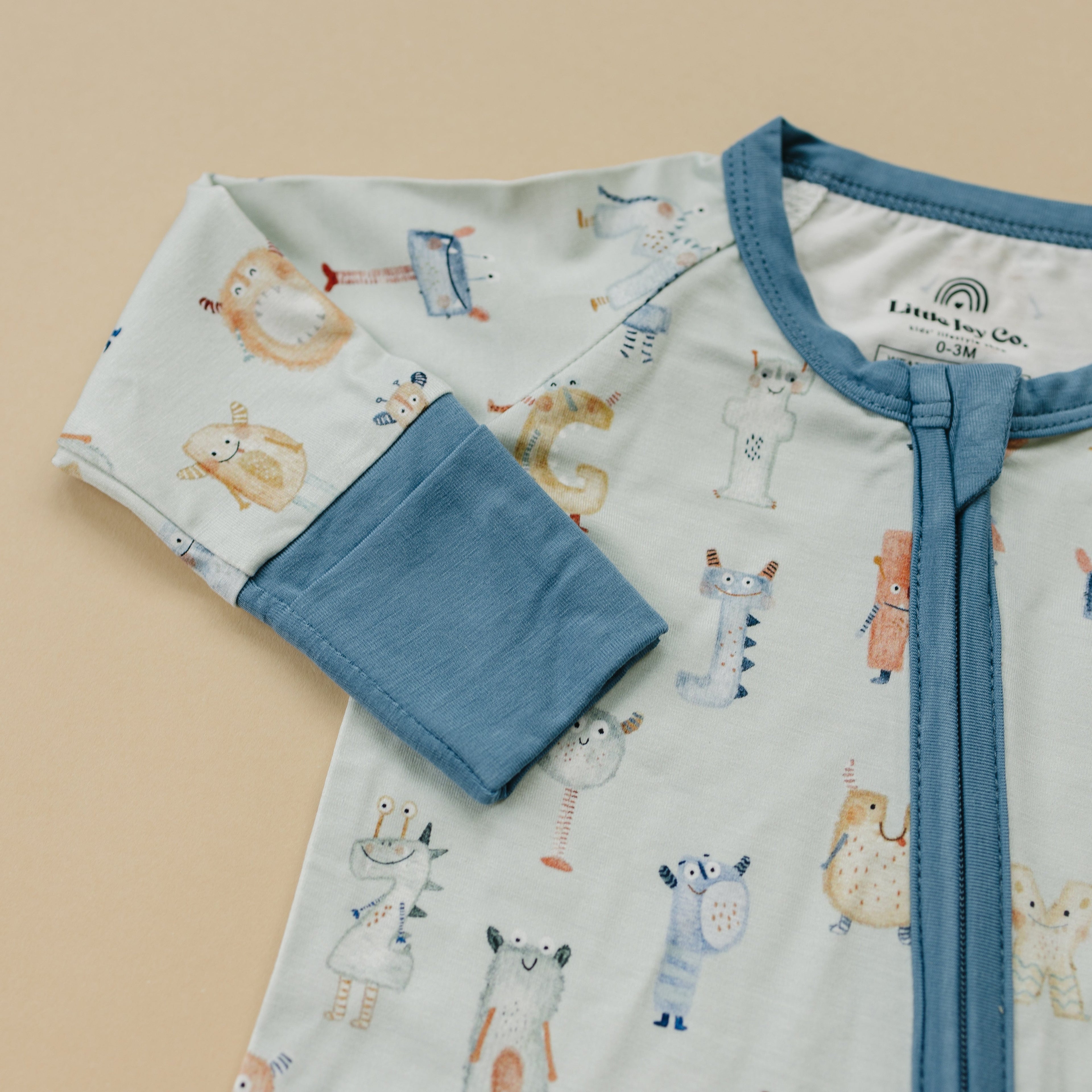 M is for Monsters Bamboo Zippy Pajamas Romper