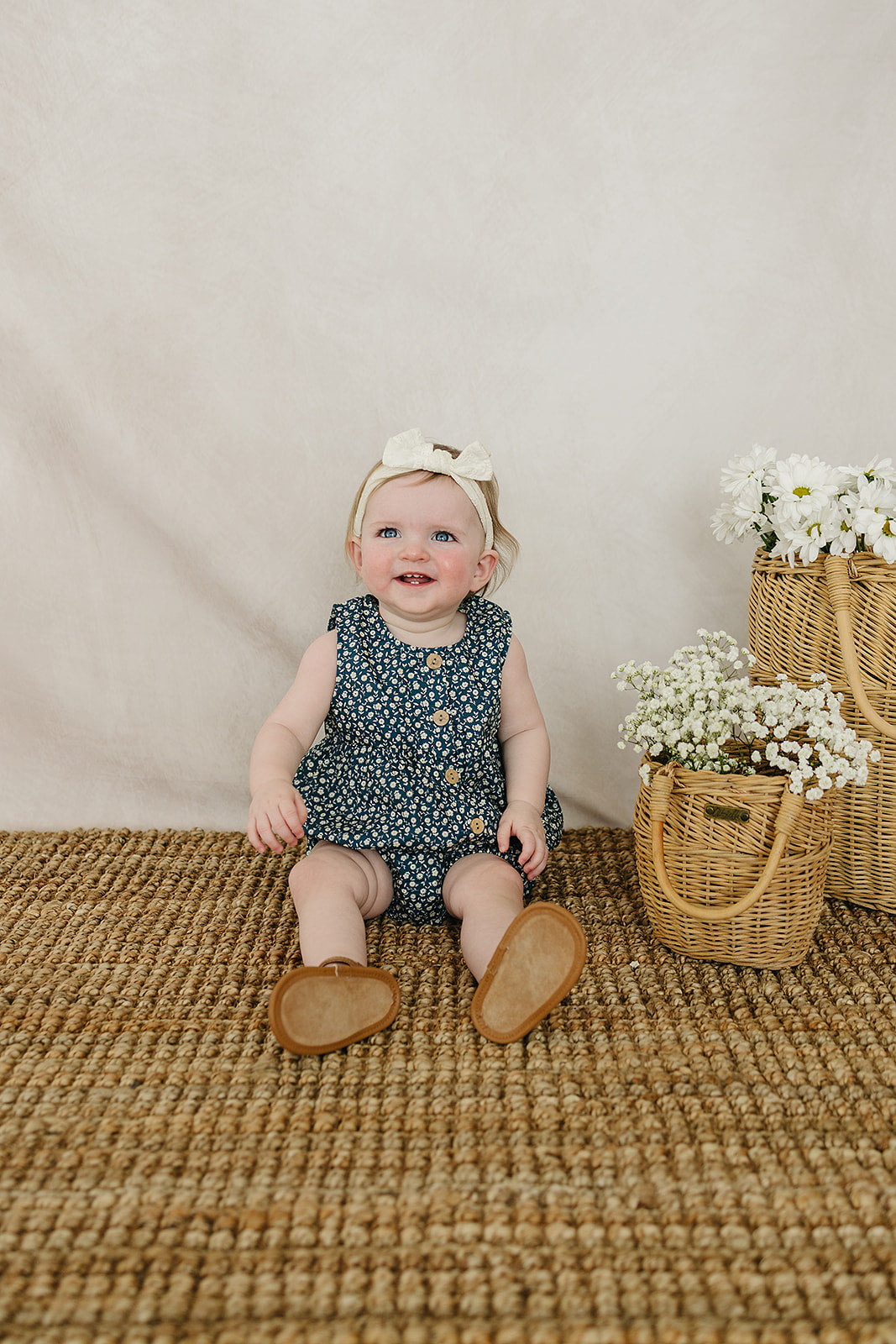 Navy Floral Tank Bubble Romper