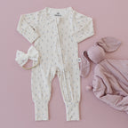 Tiny Tulips Bamboo Floral Zippy Romper Pajamas
