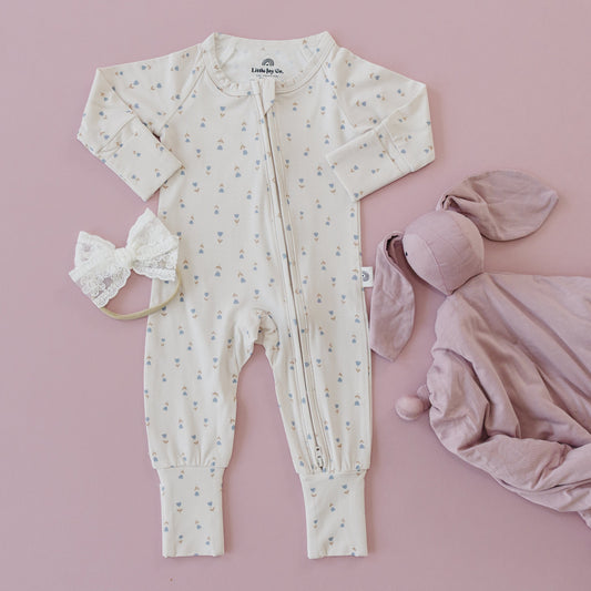 Tiny Tulips Bamboo Floral Zippy Romper Pajamas