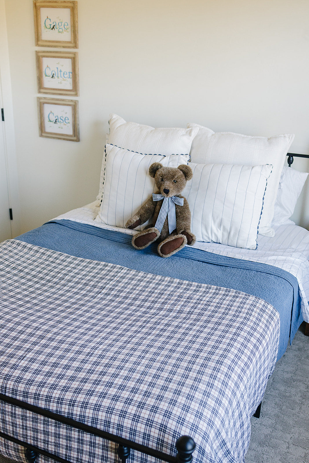 Vintage Plaid + Navy Plaid Twin Muslin Quilt Blanket