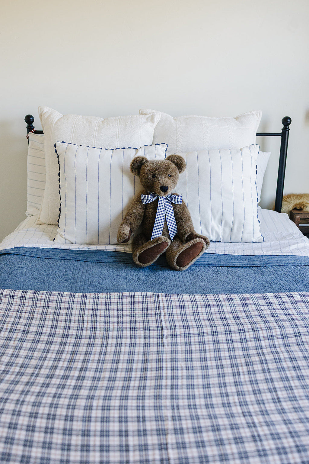 Vintage Plaid + Navy Plaid Twin Muslin Quilt Blanket