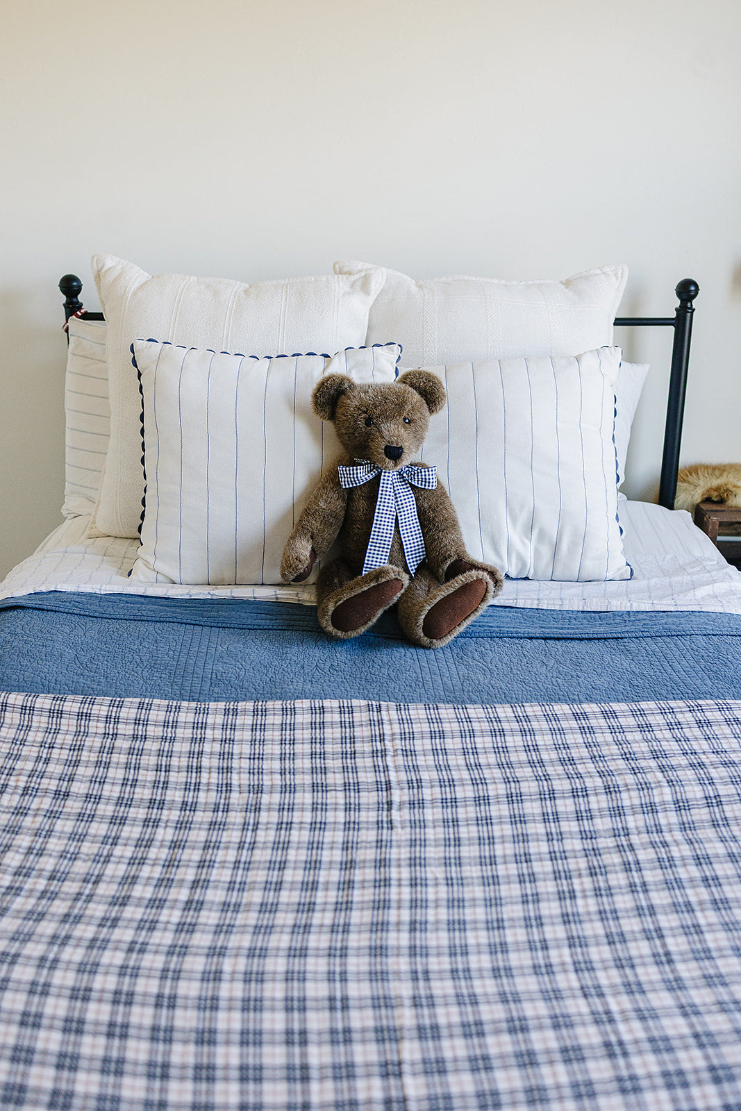 Vintage Plaid + Navy Plaid Twin Muslin Quilt Blanket