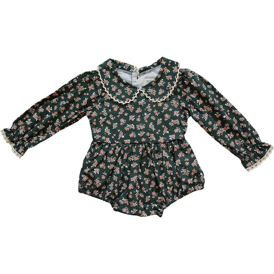 Olive Bloom Floral Bubble Romper