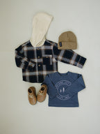 Plaid Hooded Button Up Shirt Top