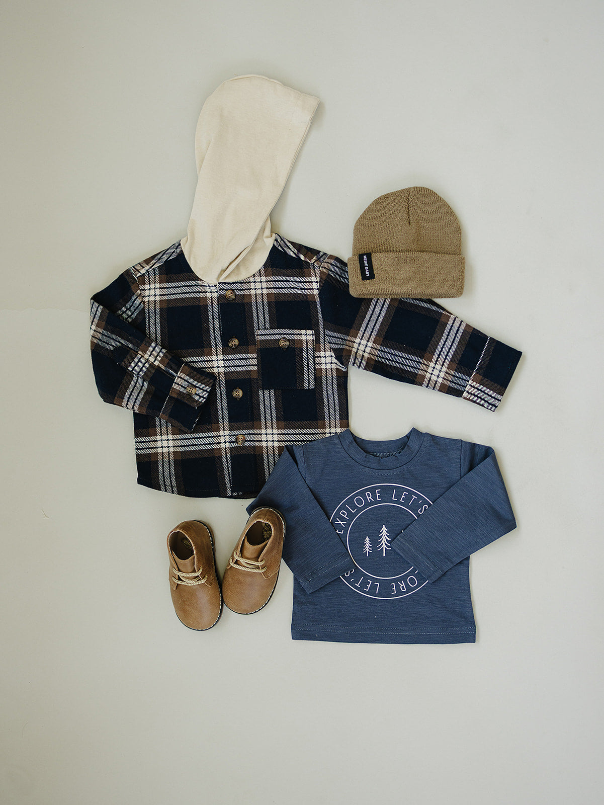Plaid Hooded Button Up Shirt Top