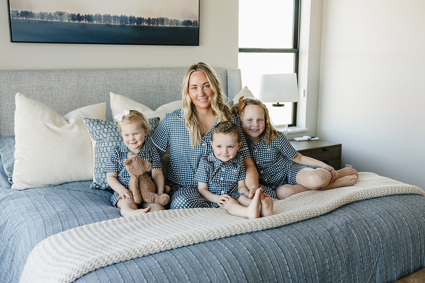 Women's Navy Gingham Pajamas
