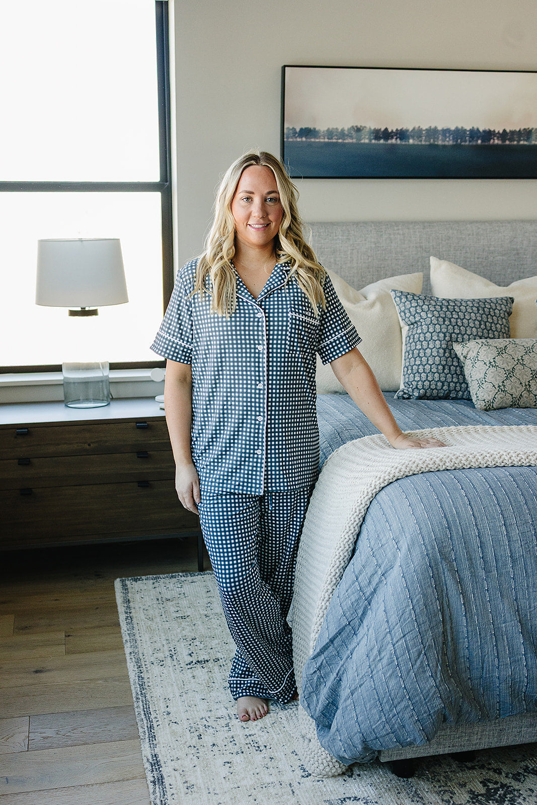 Women's Navy Gingham Pajamas