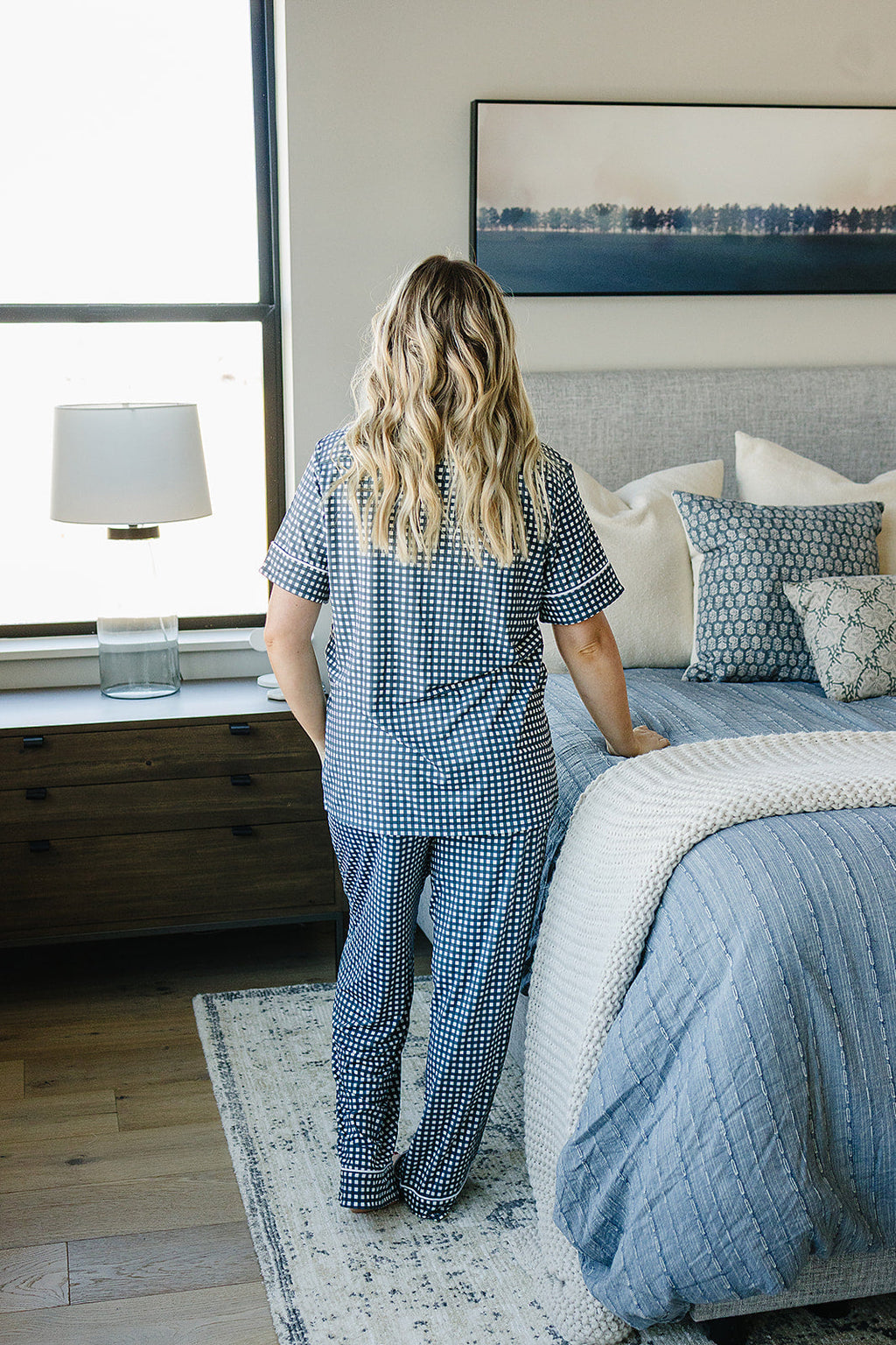 Women's Navy Gingham Pajamas