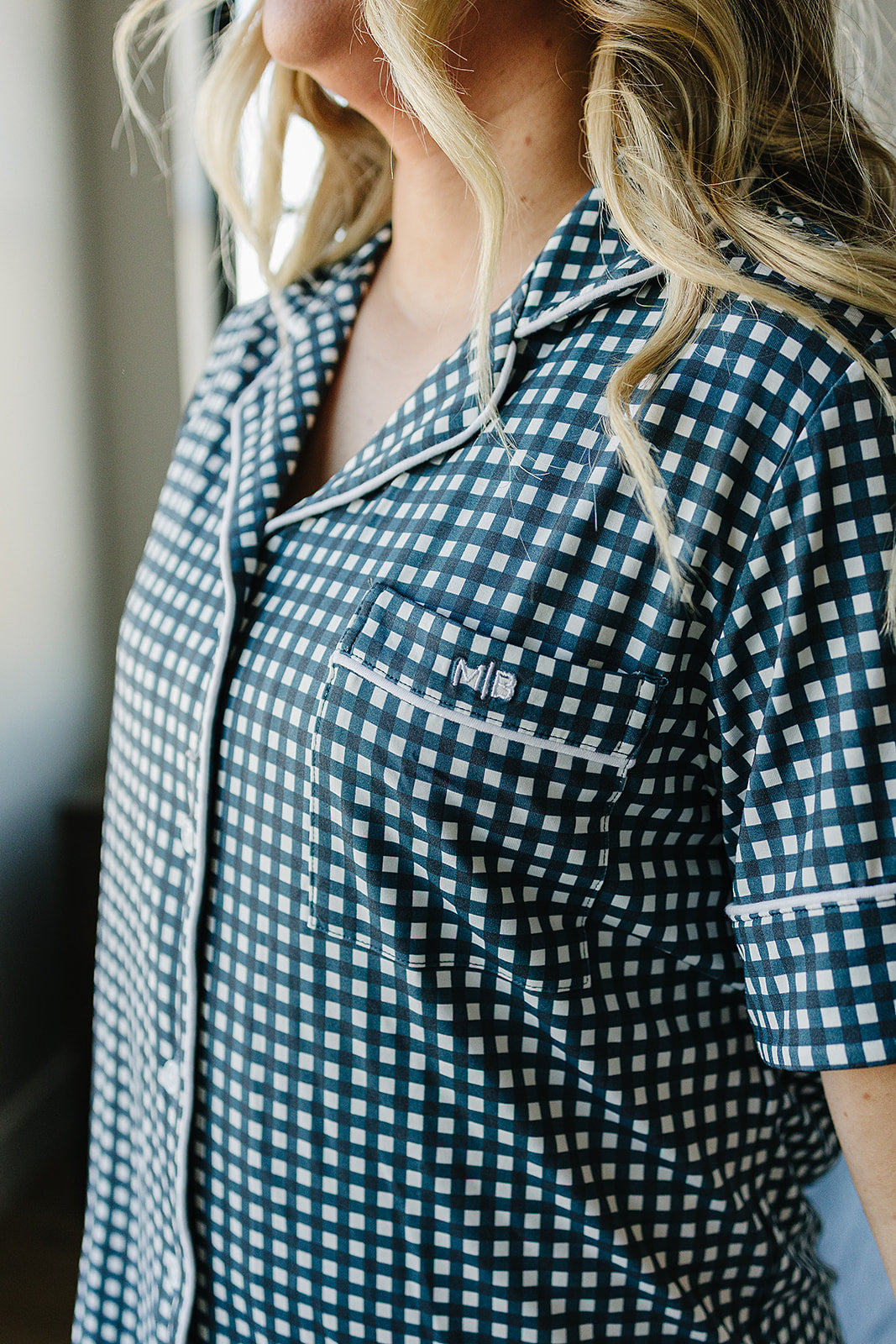 Women's Navy Gingham Pajamas