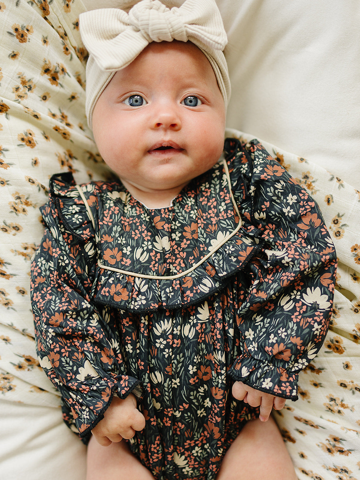 Midnight Meadow Floral Romper