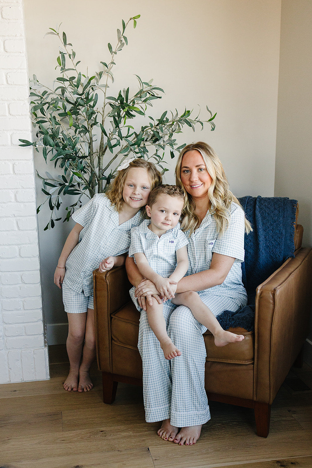 Women's Light Blue Gingham Pajamas