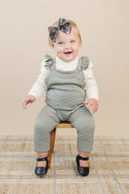 Green Ruffle Knit Overalls Romper