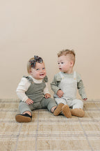 Green Ruffle Knit Overalls Romper