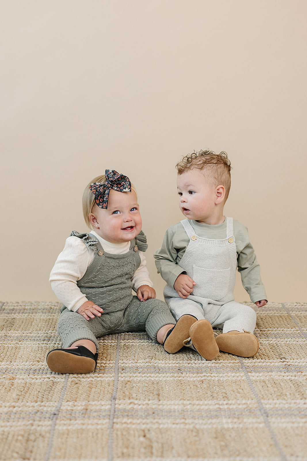 Green Ruffle Knit Overalls Romper