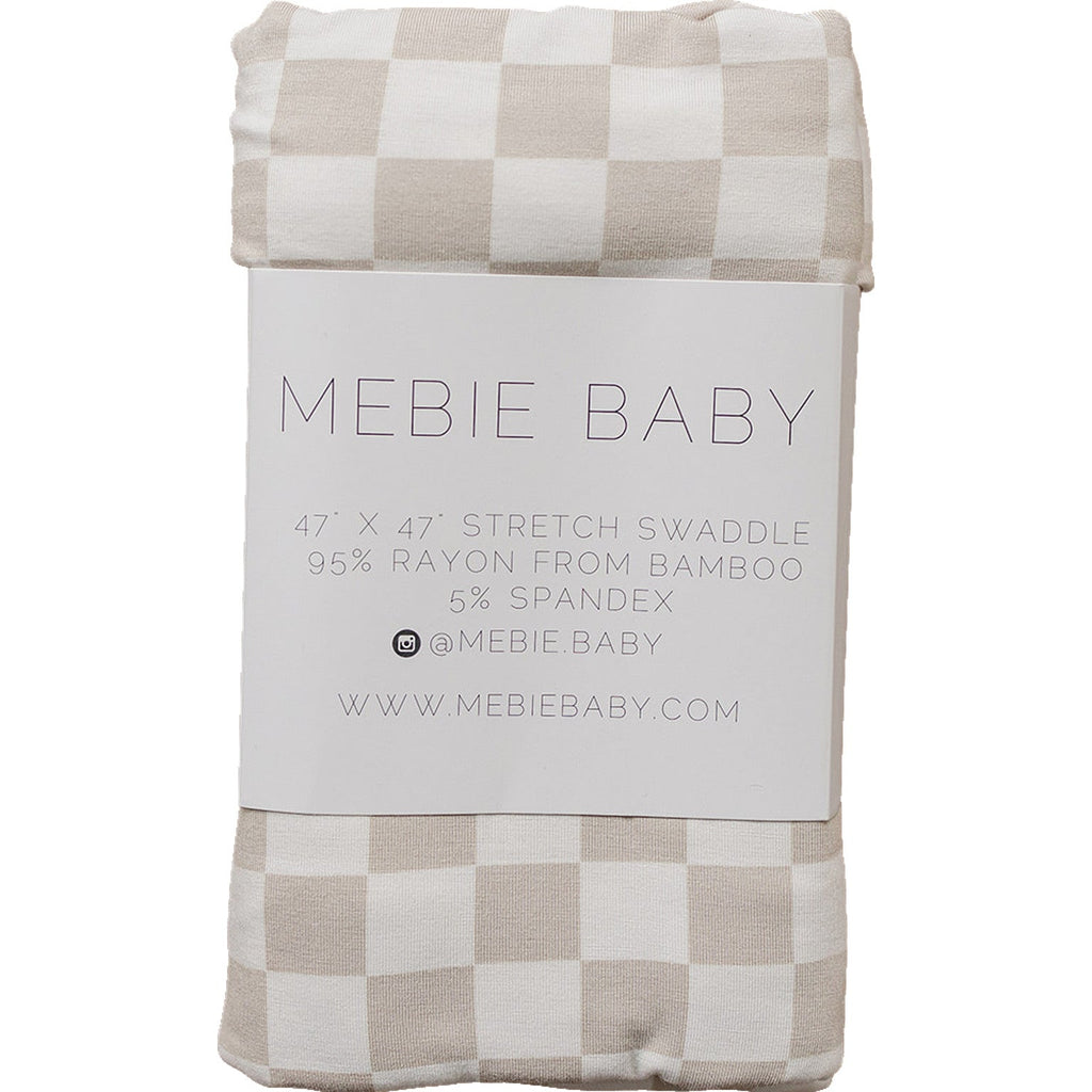 Taupe Checkered Bamboo Stretch Swaddle Blanket