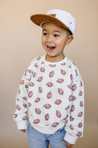 Football Print Cotton Crewneck Sweatshirt Top