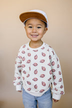 Football Print Cotton Crewneck Sweatshirt Top
