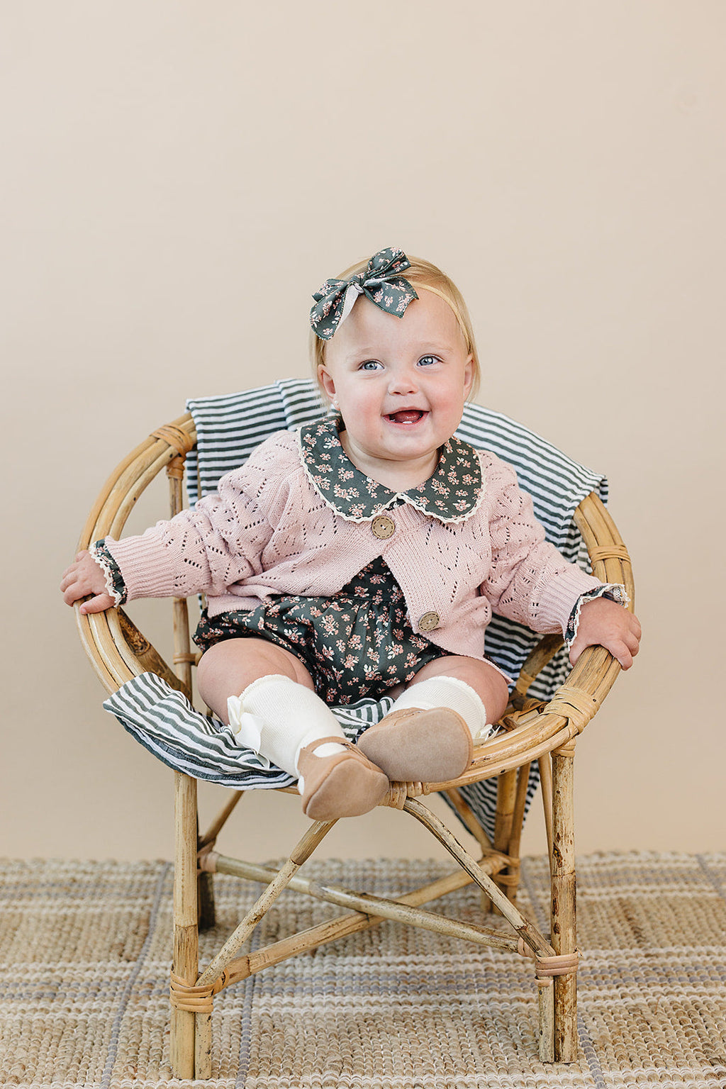 Olive Bloom Floral Bubble Romper