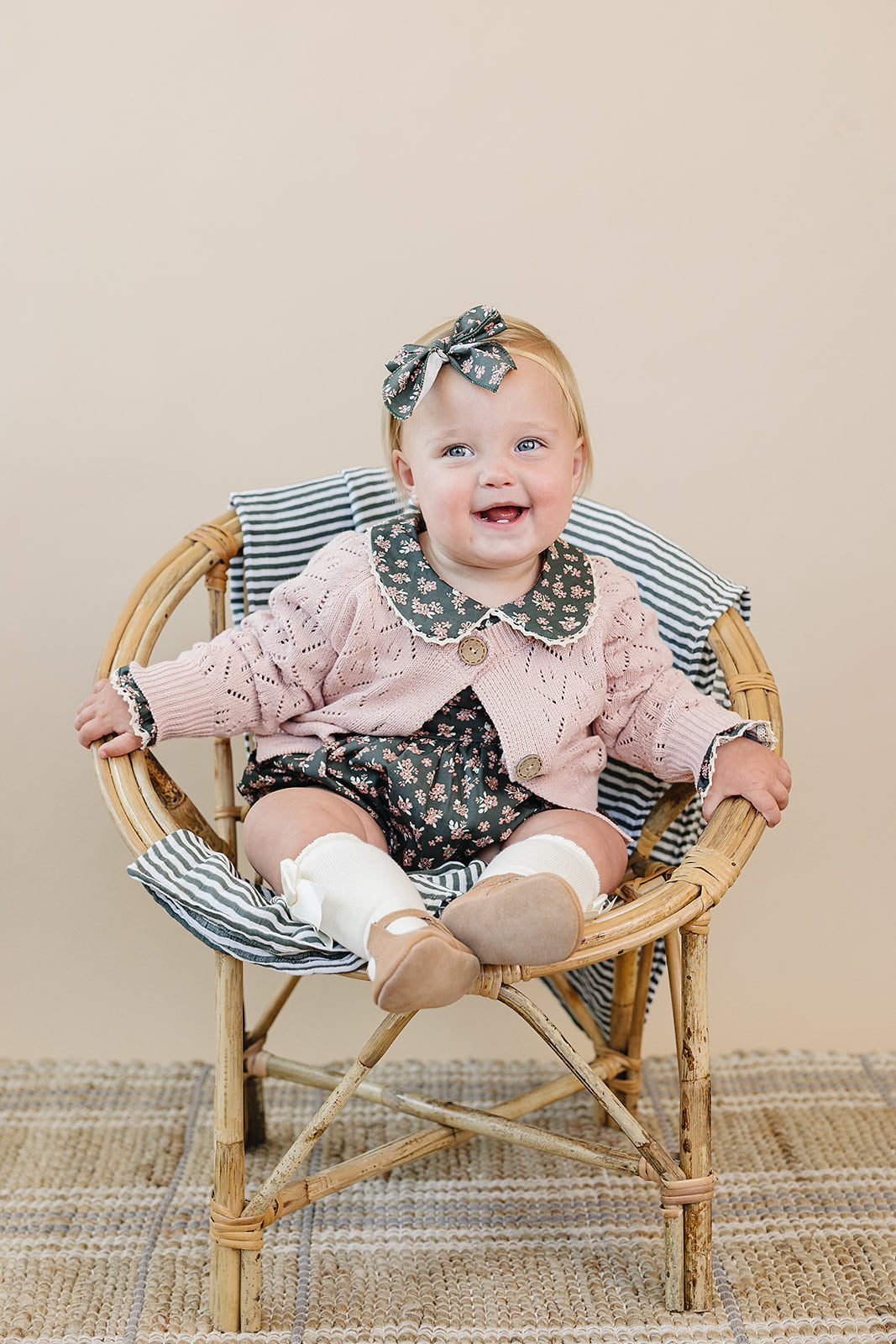Olive Bloom Floral Bubble Romper