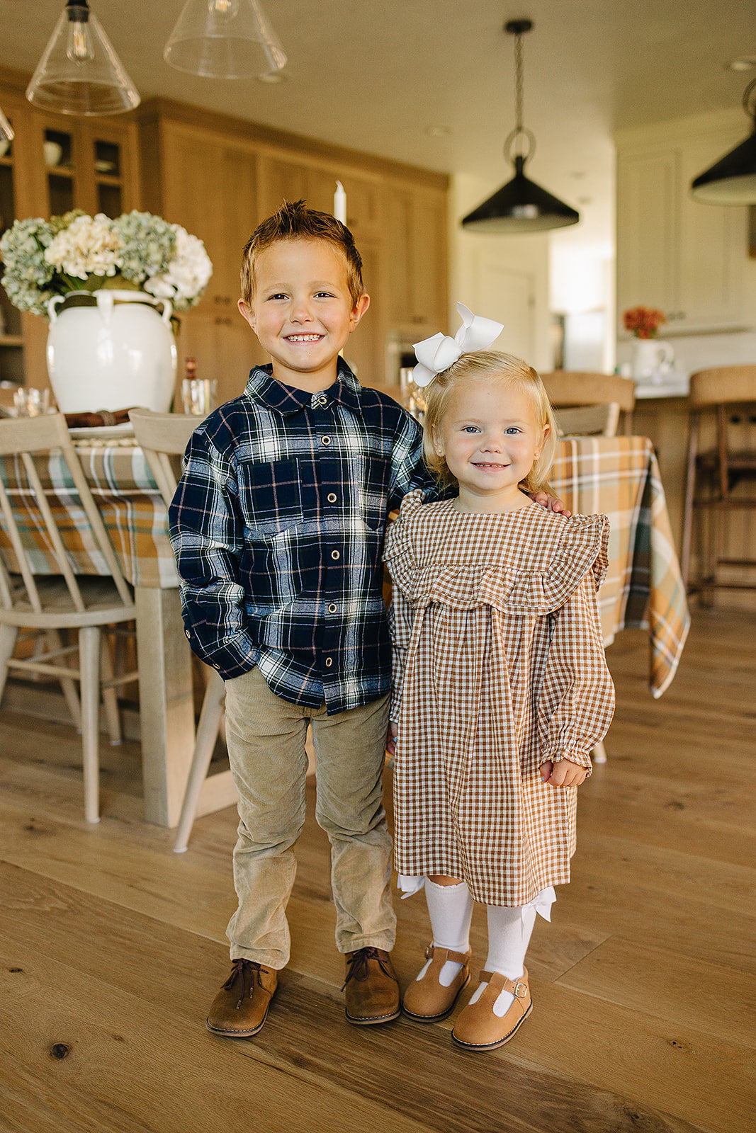 Navy Plaid Button Up Shirt Top