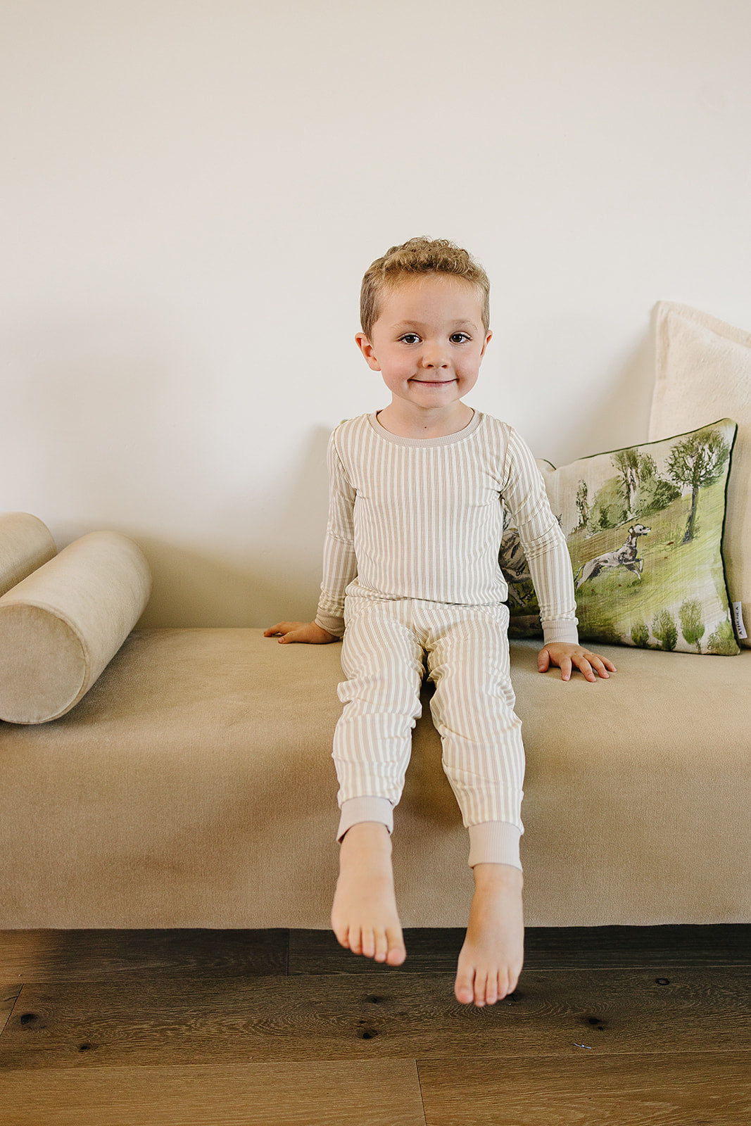 Taupe Stripe Ribbed Bamboo Cozy 2Pcs PJs