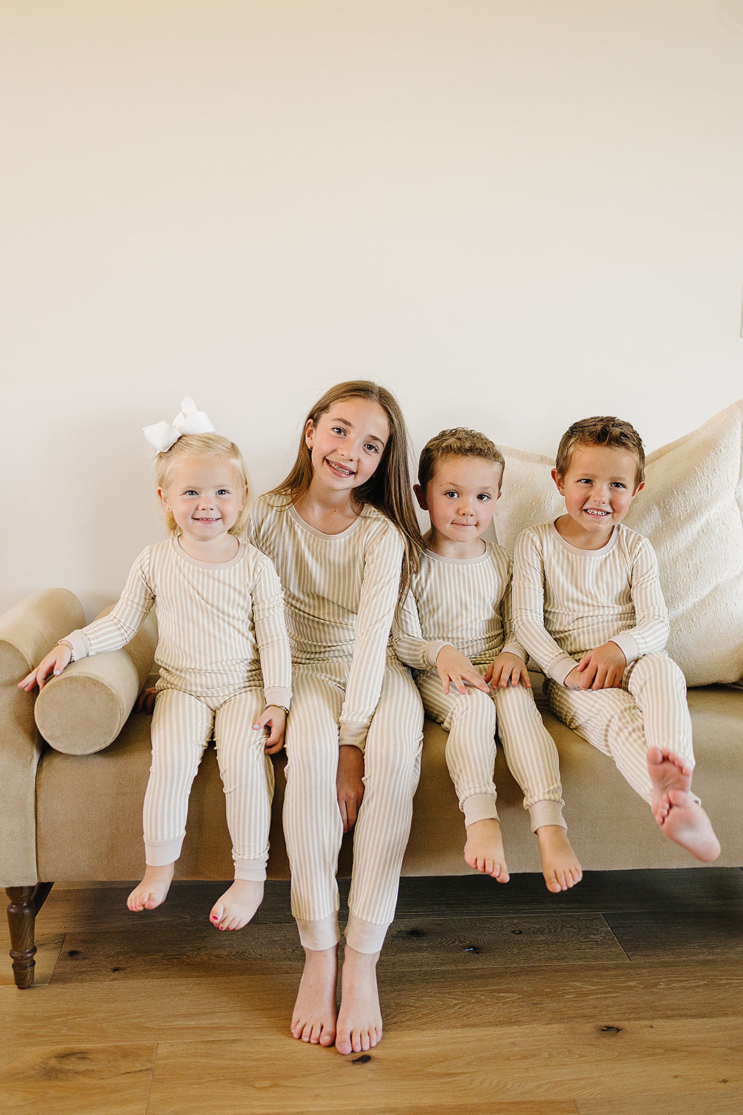 Taupe Stripe Ribbed Bamboo Cozy 2Pcs PJs