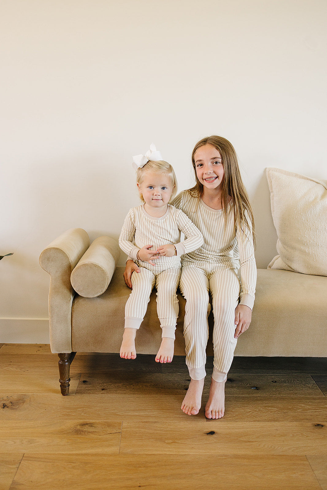 Taupe Stripe Ribbed Bamboo Cozy 2Pcs PJs