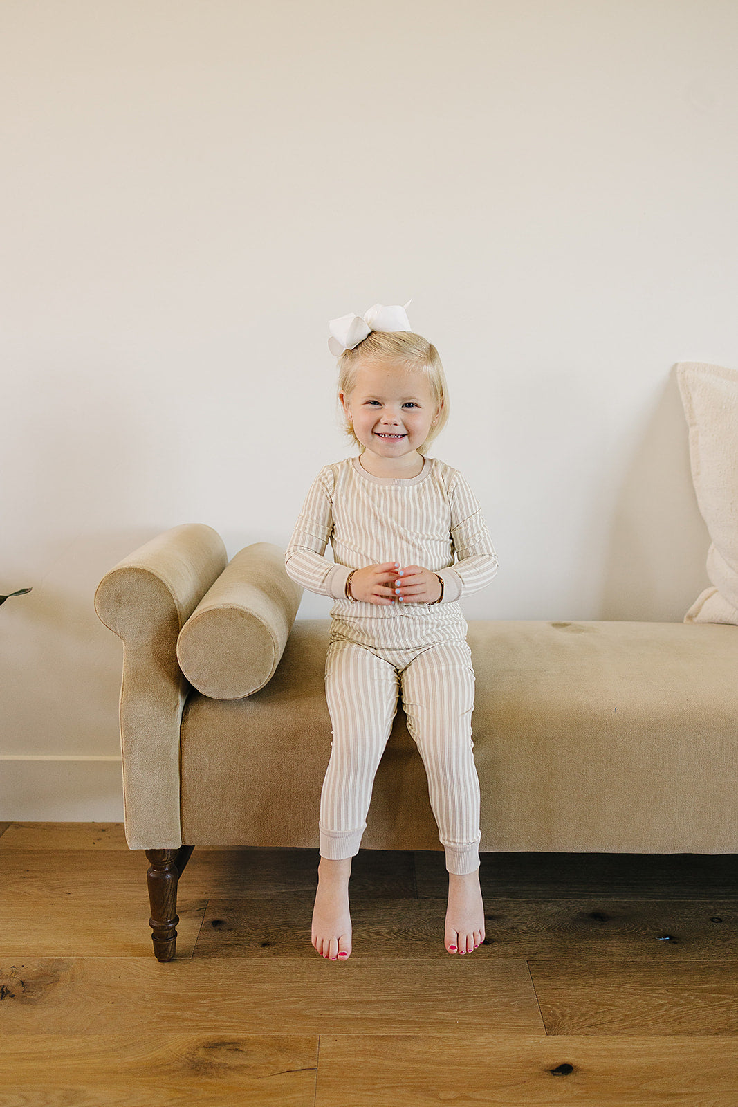 Taupe Stripe Ribbed Bamboo Cozy 2Pcs PJs