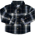 Navy Plaid Button Up Shirt Top