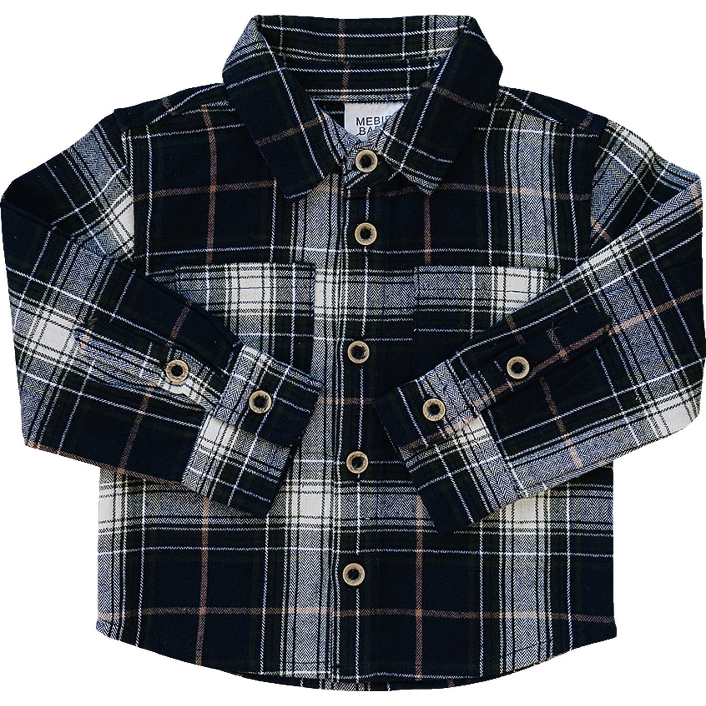 Navy Plaid Button Up Shirt Top