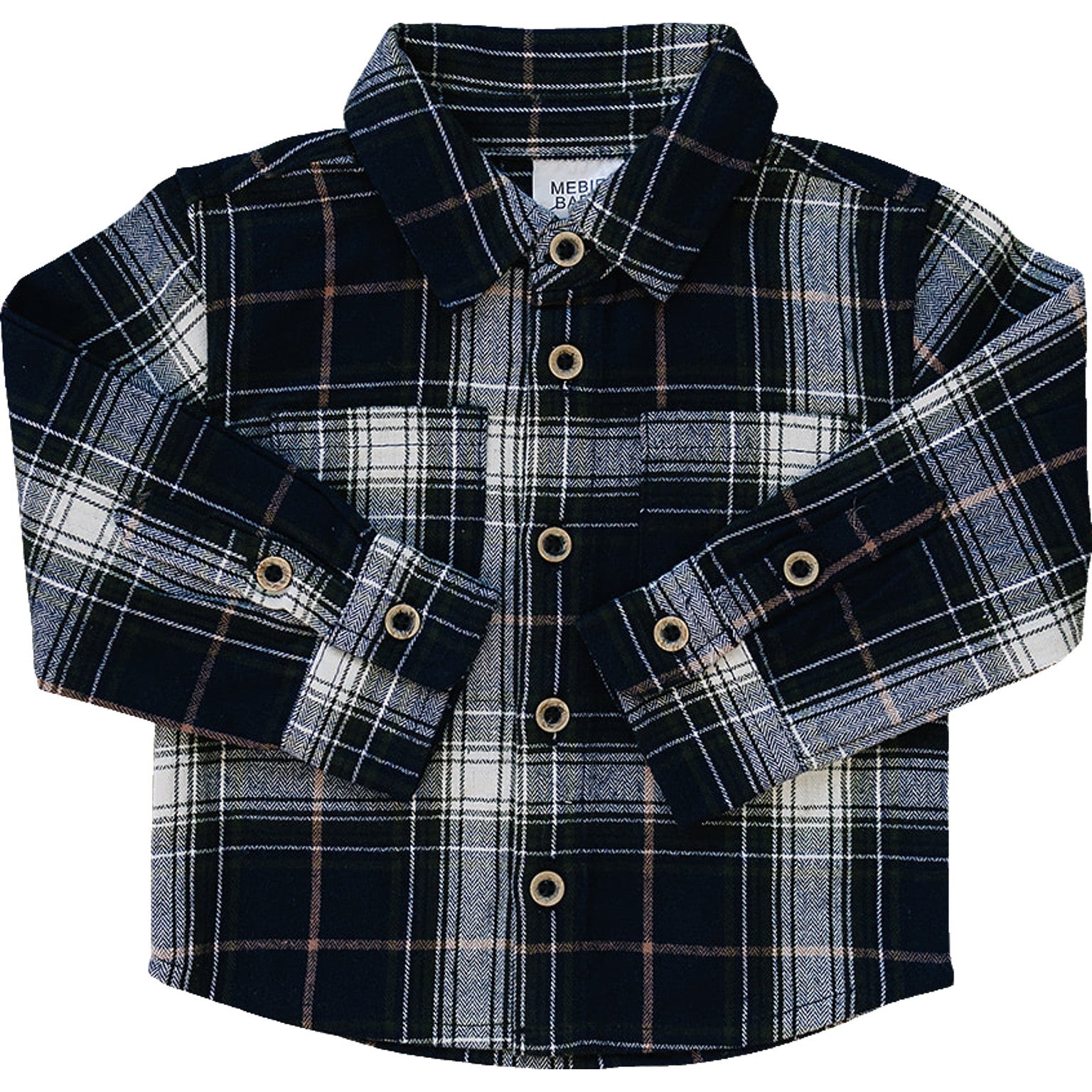 Navy Plaid Button Up Shirt Top