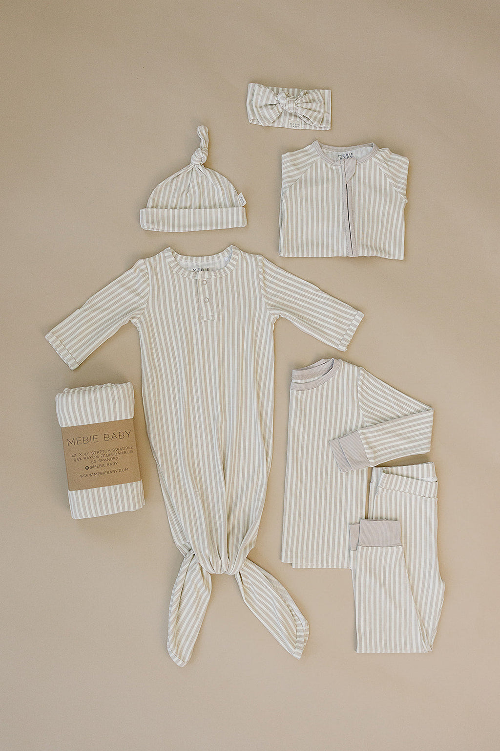 Taupe Stripe Ribbed Bamboo Cozy 2Pcs PJs
