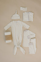 Taupe Stripe Ribbed Bamboo Cozy 2Pcs PJs