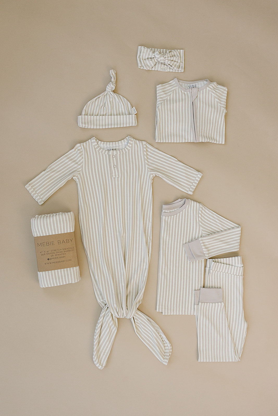 Taupe Stripe Ribbed Bamboo Cozy 2Pcs PJs