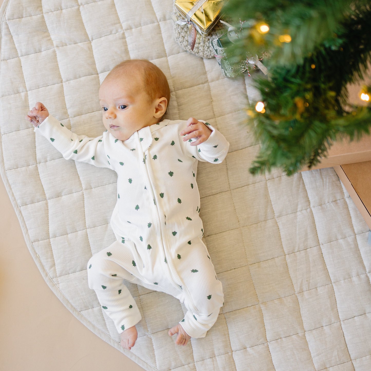 Tiny Trees Ribbed Bamboo Zippy Pajamas Romper