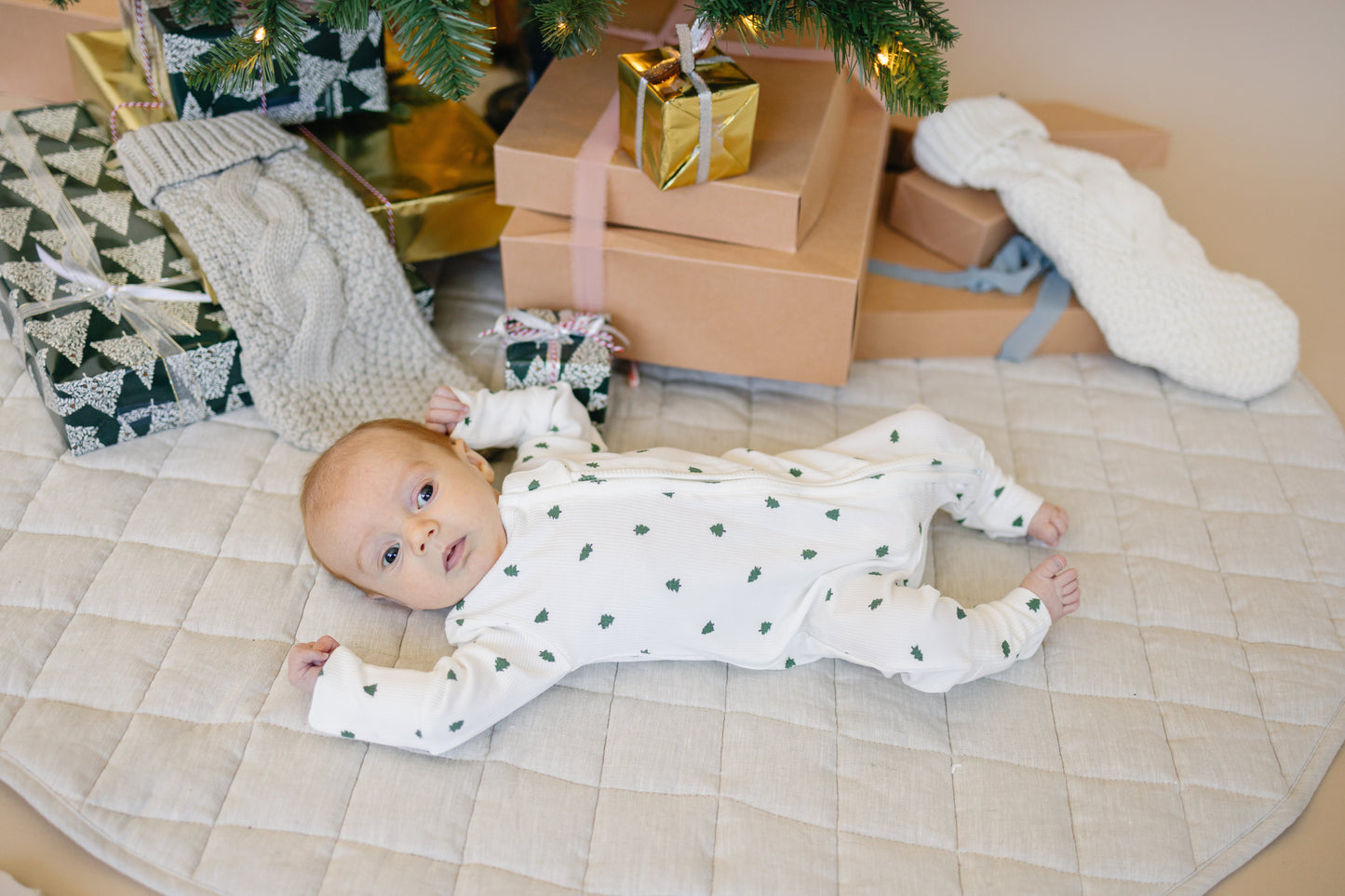 Tiny Trees Ribbed Bamboo Zippy Pajamas Romper